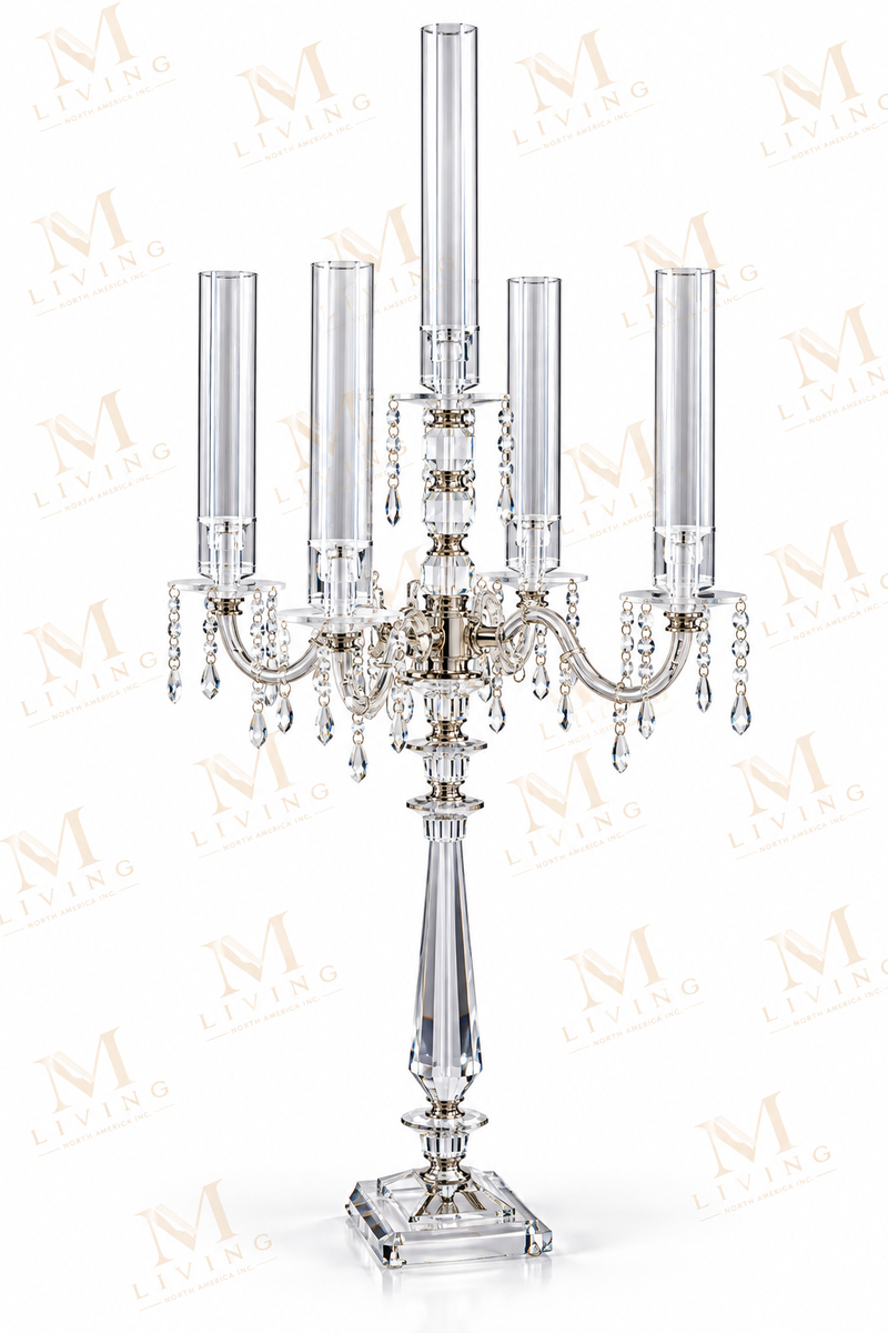 Five-arm crystal acrylic candelabra