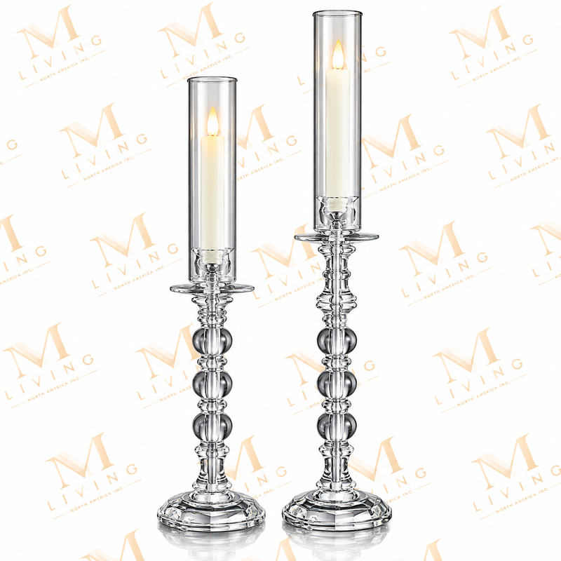 Pair of acrylic hurricane candlesticks