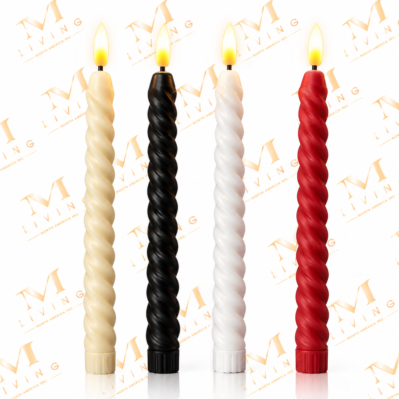 Spiral LED taper candles in four colours