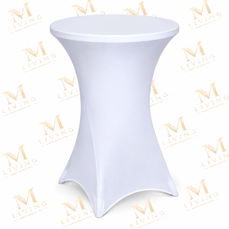 White fitted cocktail table cover