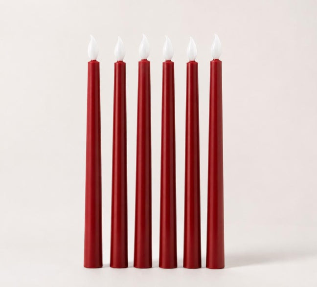 LED Taper Candles with Holder Base (Box of 6)