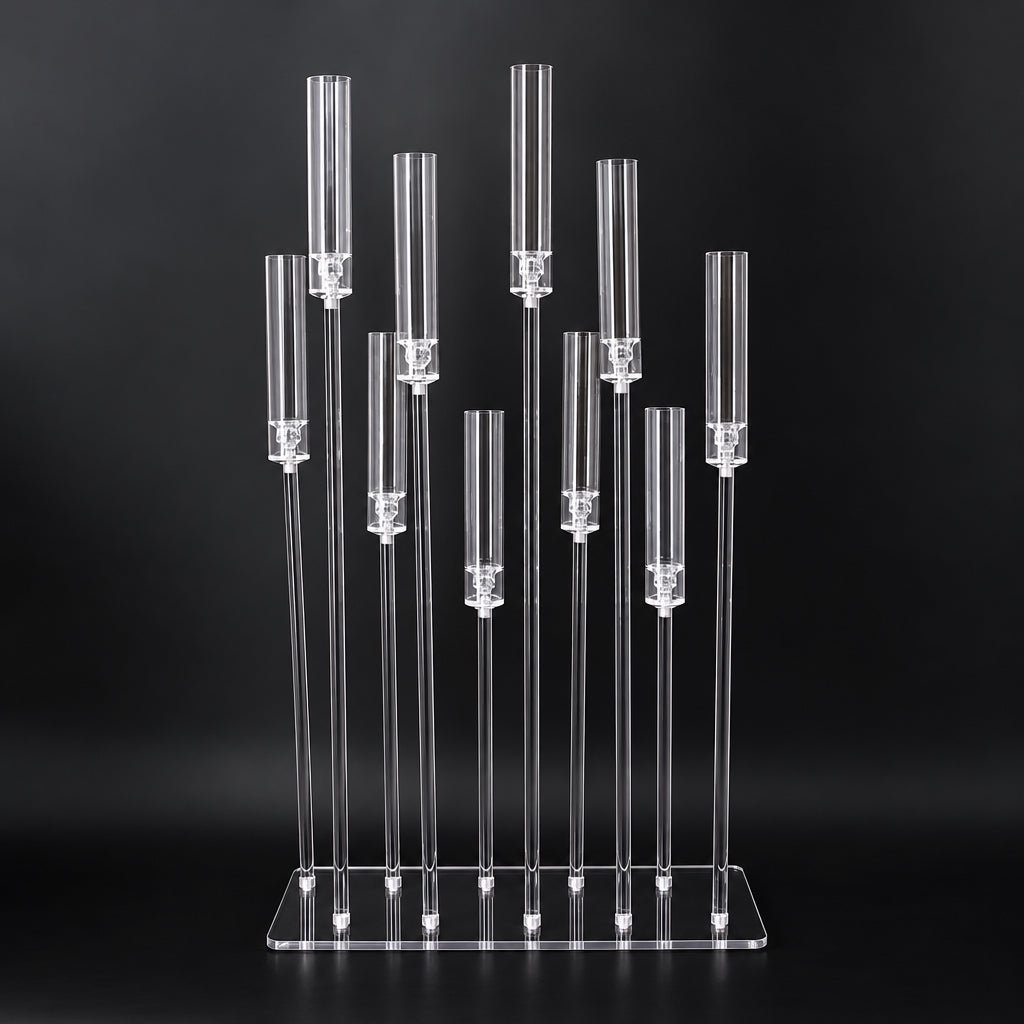 10-Head Rectangular Acrylic Candelabra, 108 cm