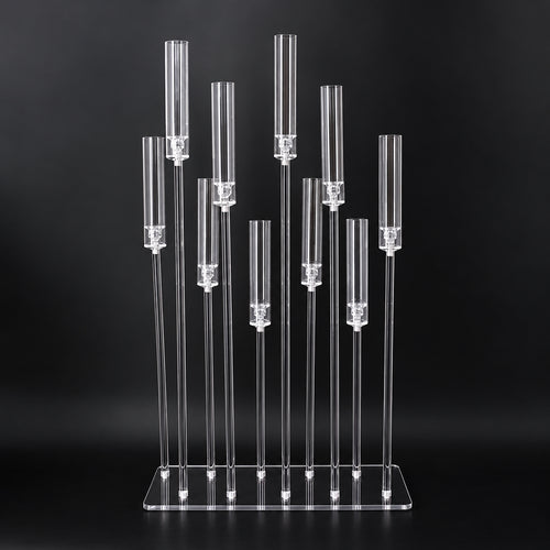 10-Head Rectangular Acrylic Candelabra, 108 cm