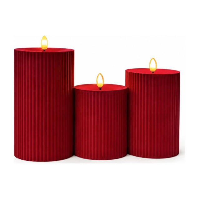 Velvet Flocked LED Pillar Candle