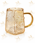 Amber Glass Mug with Gold Handle, 450 ml