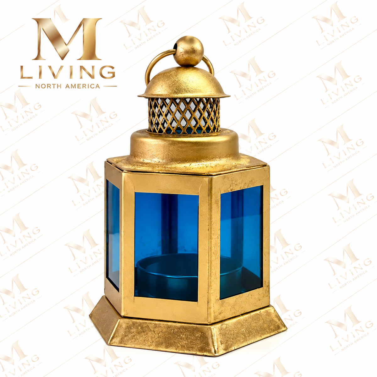 Vintage Mini Lantern with Coloured Glass
