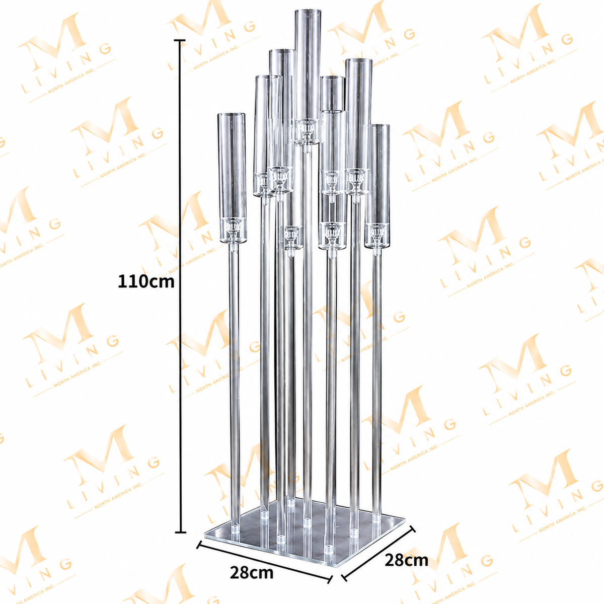 9-Head Acrylic Candelabra, 110 cm