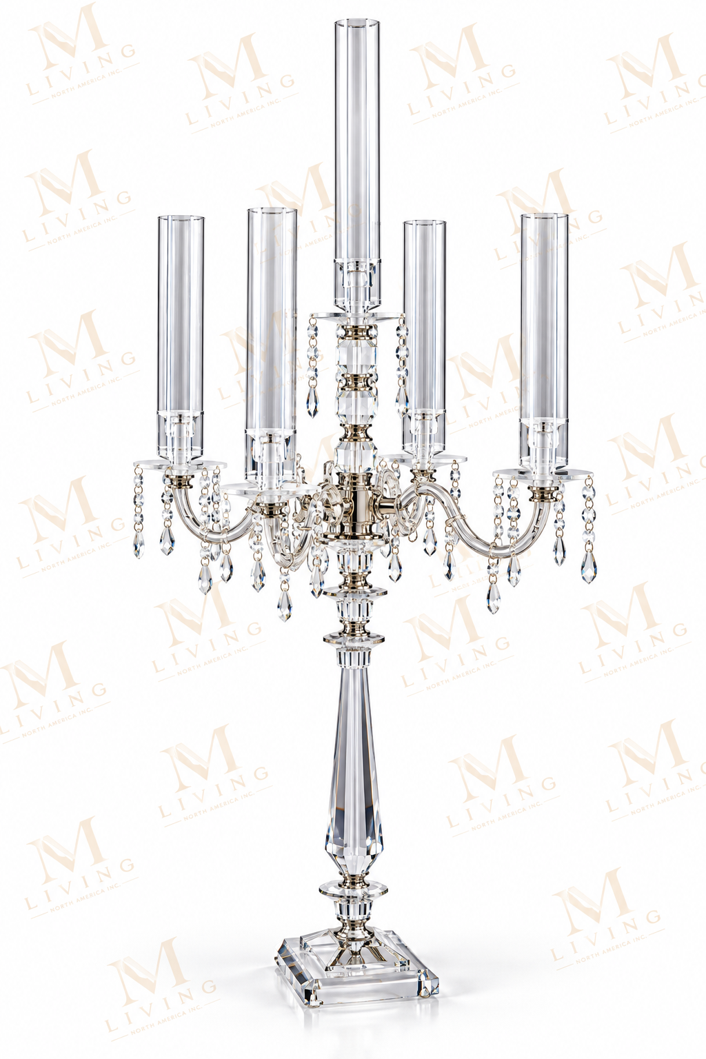 5-Arm Crystal Acrylic Candelabra, 95 cm