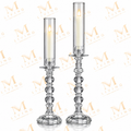 Acrylic Hurricane Candlestick Pair, 57 and 64 cm