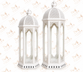 White Grand Floor Lanterns, Set of 2 (67 and 75 in)
