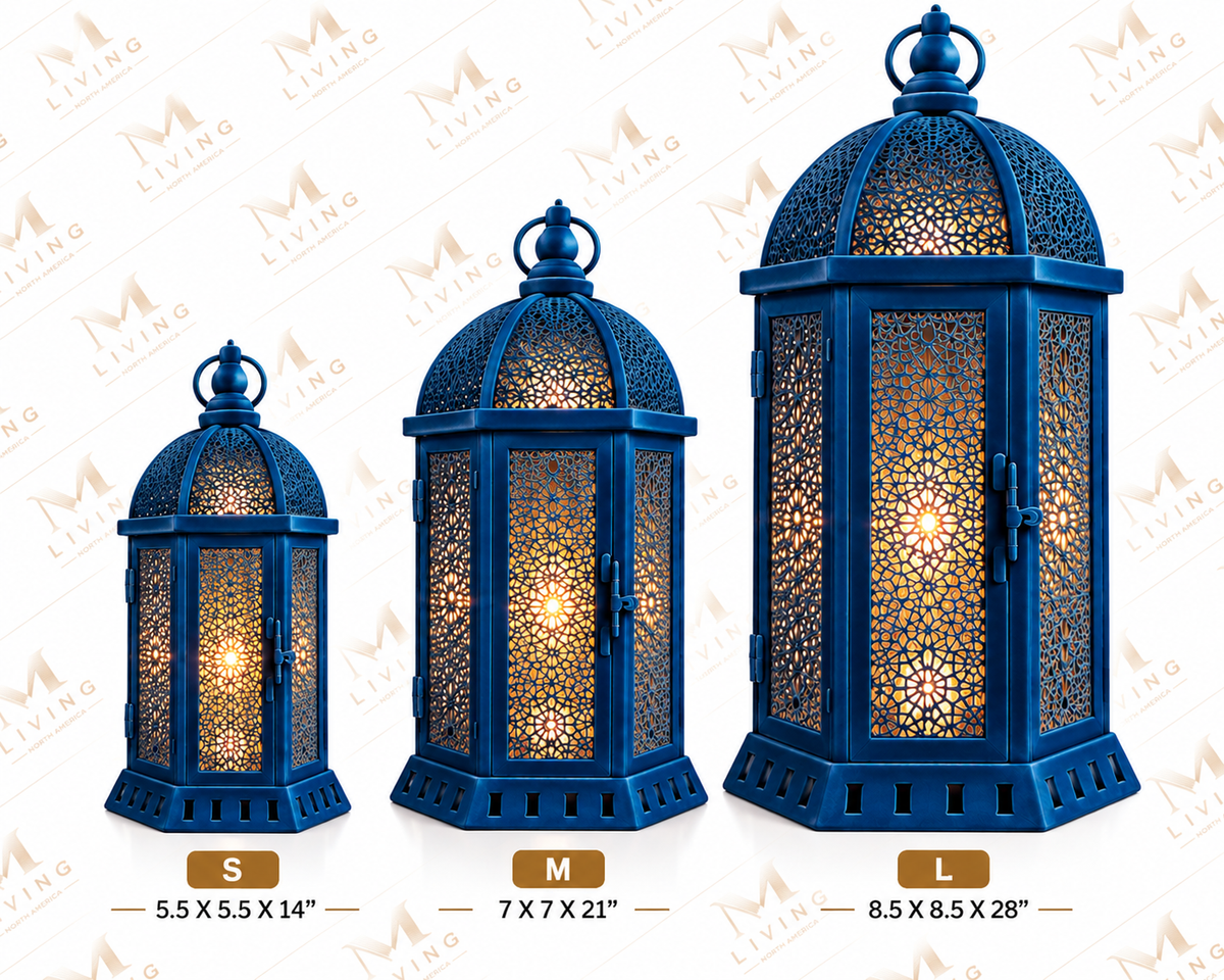 Velvet Moroccan Cutwork Lanterns, Set of 3