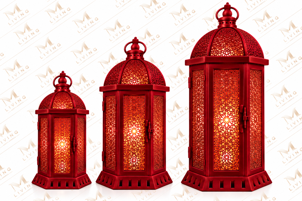 Velvet Moroccan Cutwork Lanterns, Set of 3