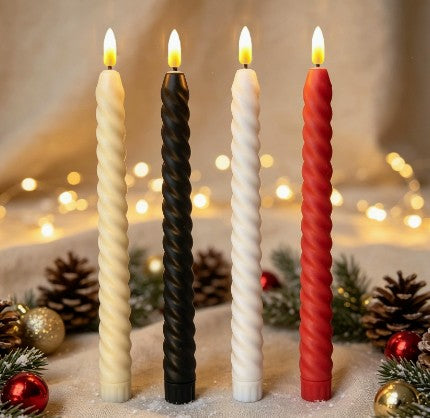 LED Spiral Taper Candles, 26 cm (Box of 6)