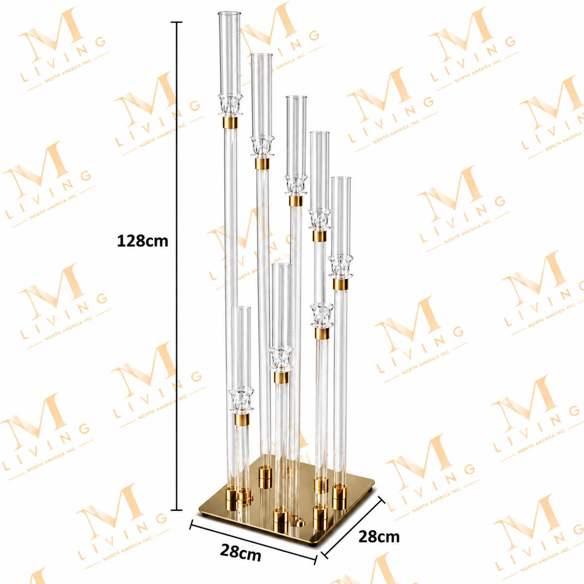 Acrylic Floor Candelabra with Gold Base, 128 cm