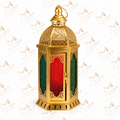 Mini Moroccan Lantern with Coloured Glass, 7.5 in