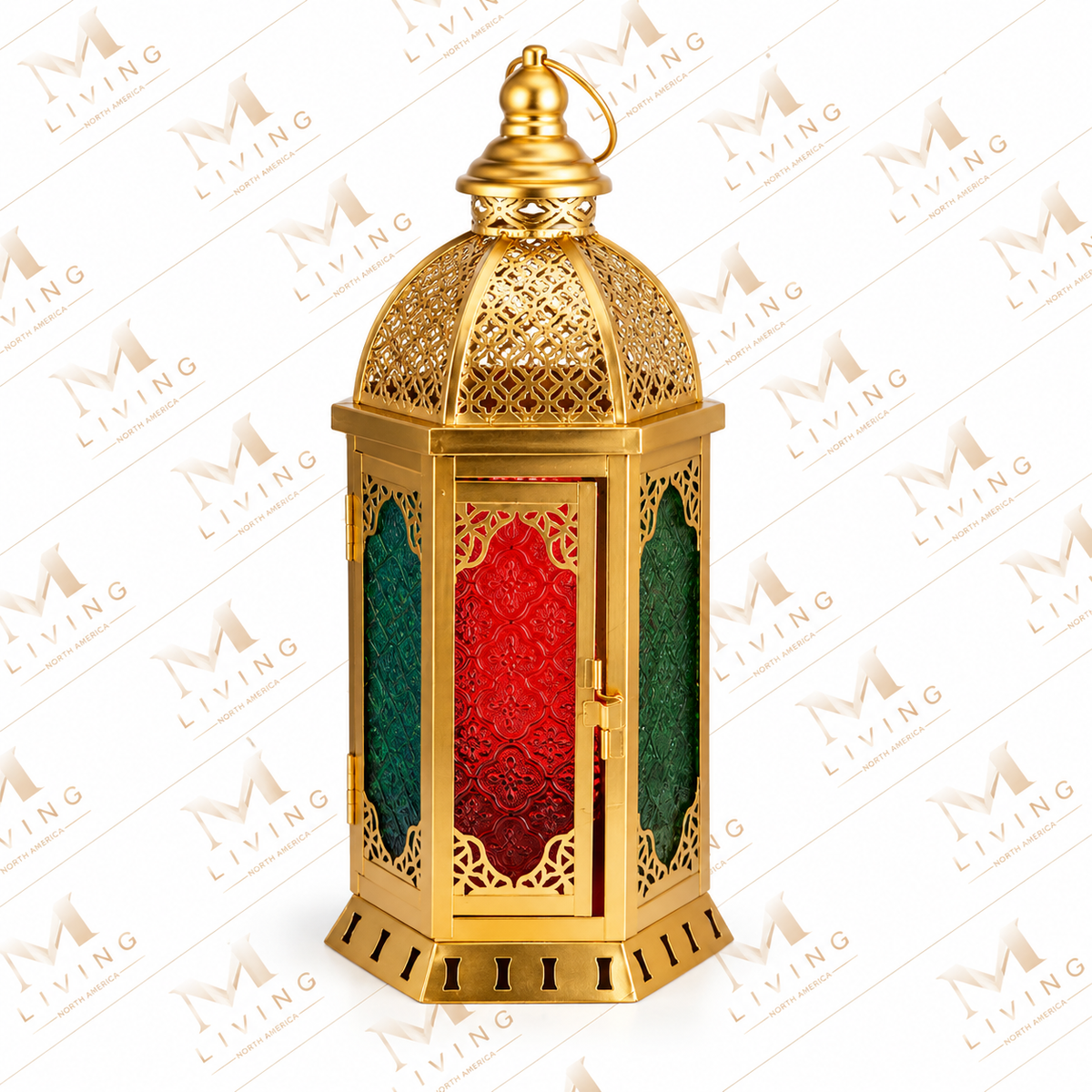 Mini Moroccan Lantern with Coloured Glass, 7.5 in