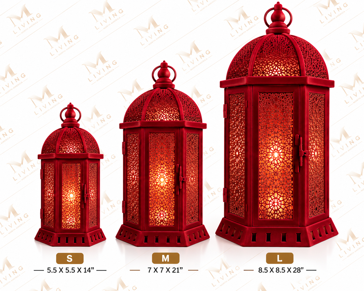 Velvet Moroccan Cutwork Lanterns, Set of 3