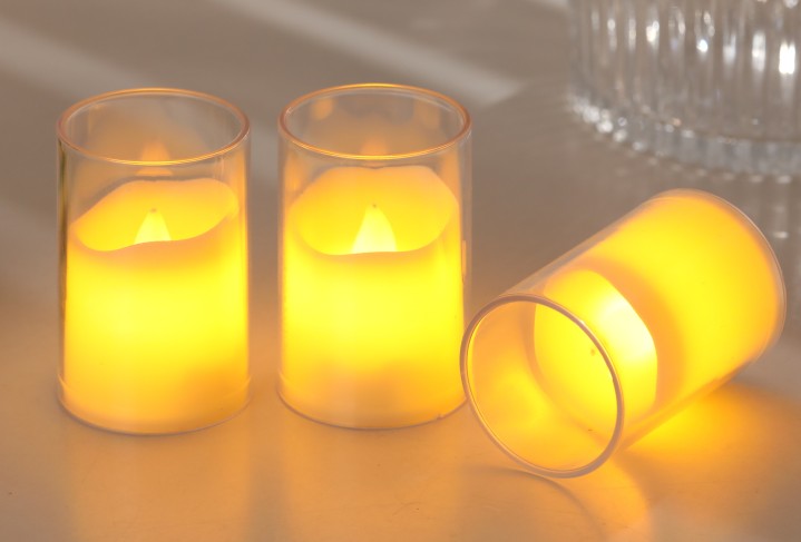 Wavy Edge LED Pillar Candles, Set of 5